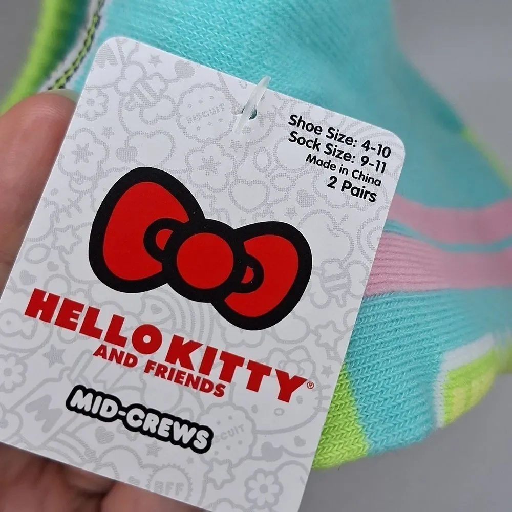 Hello Kitty Cinnamonroll mid crew socks 2 pair sanrio characters
